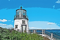 Owls Head Light Overlooks Rockland Harbor - Digital Painting